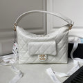 CHANEL HOBO 28CM WHITE LAMBSKIN GOLD HARDWARE