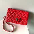 CHANEL MINI RECTANGLE FLAP BAG 20CM RED CAVIAR SILVER HARDWARE